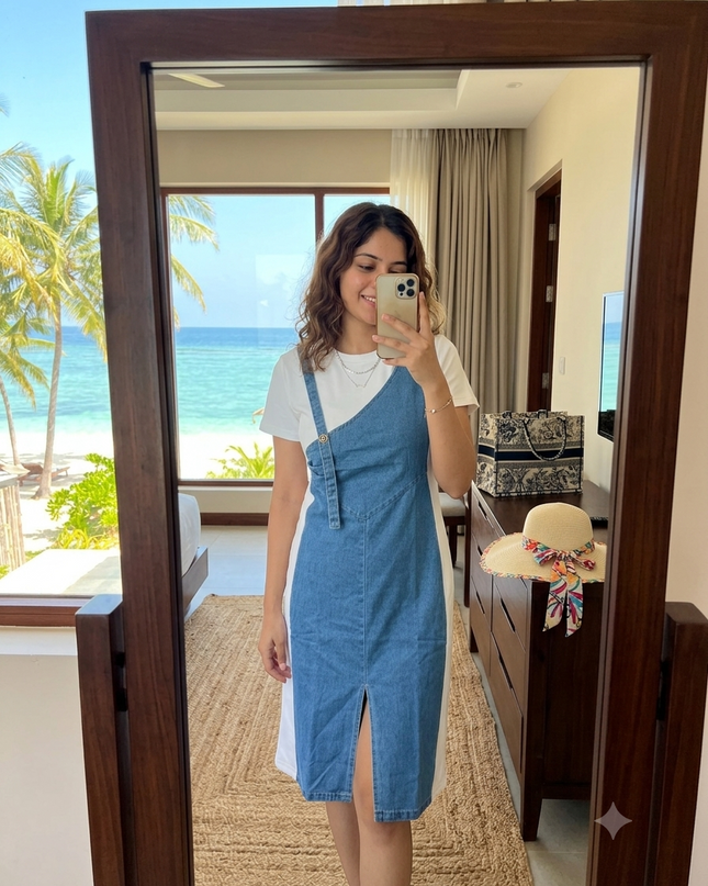 Sculpt Denim Contrast Dress