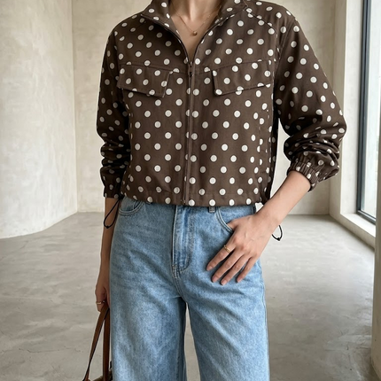 Polka Dot Cropped Jacket