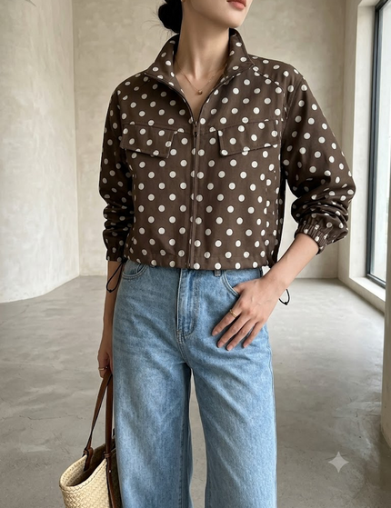 Polka Dot Cropped Jacket