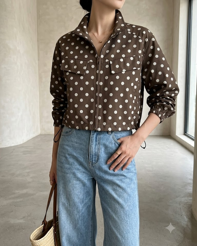 Polka Dot Cropped Jacket