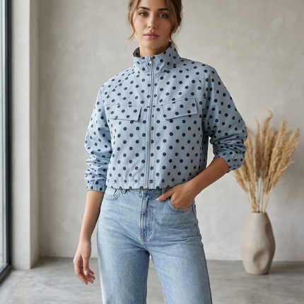 Polka Dot Cropped Jacket