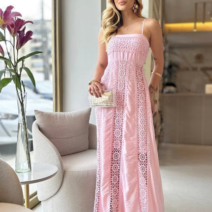 Cotton Lace Panel Dress