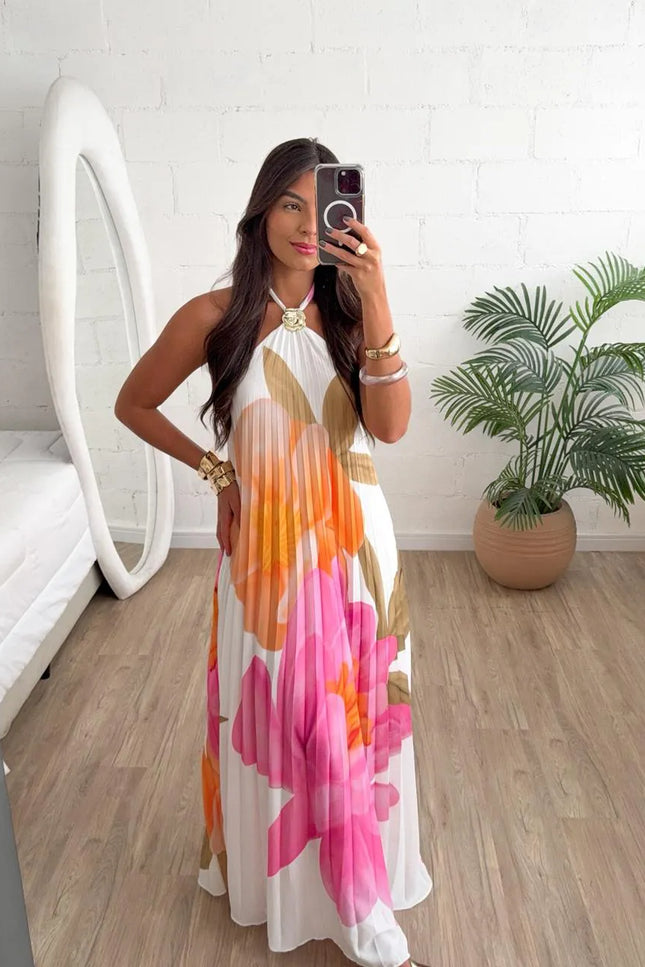 Floral Flow Halter Dress
