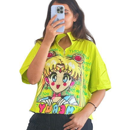 Anime Graphic Zip Top