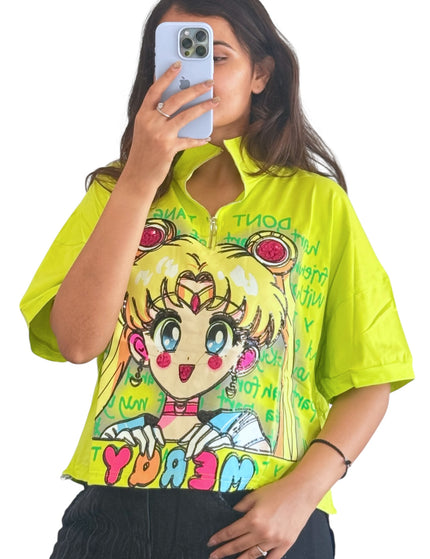 Anime Graphic Zip Top