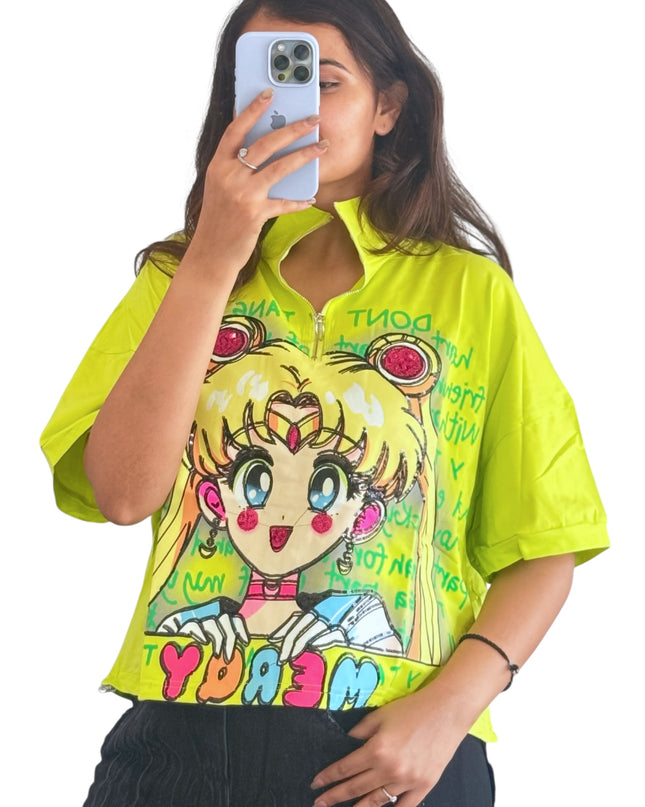 Anime Graphic Zip Top