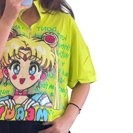 Anime Graphic Zip Top