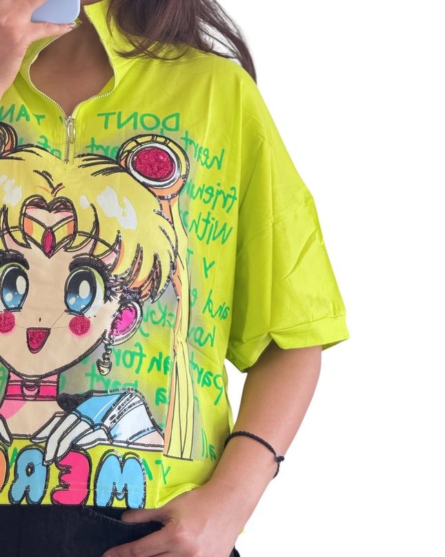 Anime Graphic Zip Top
