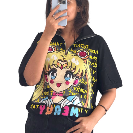 Anime Graphic Zip Top