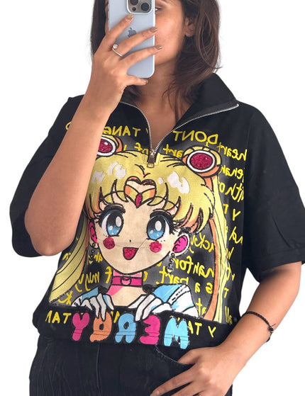 Anime Graphic Zip Top