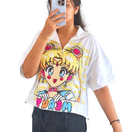 Anime Graphic Zip Top