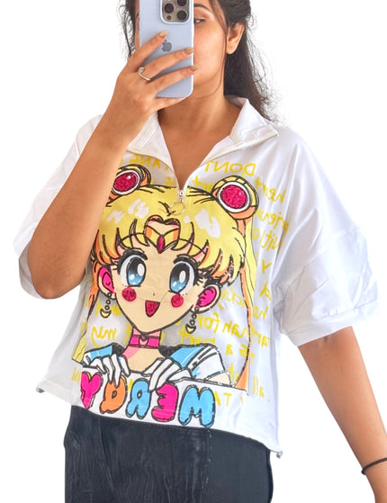 Anime Graphic Zip Top