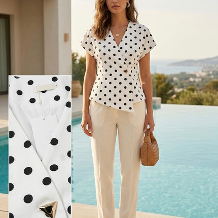 Polka Sculpt Wrap Top