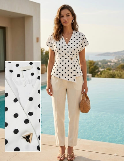 Polka Sculpt Wrap Top