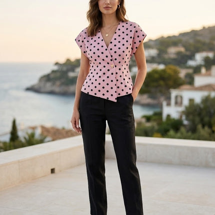 Polka Sculpt Wrap Top