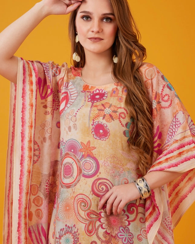 Peach Pink Bohemian Kaftan
