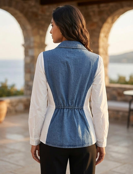 Denim Crystal Panel Top