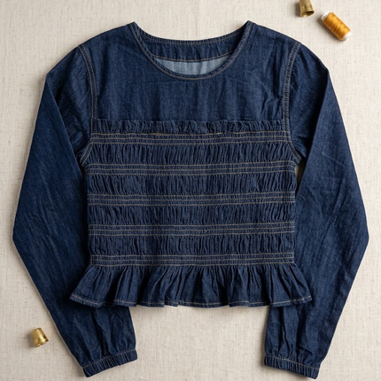 Indigo Denim Smocked Top