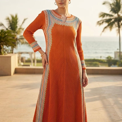Pleated Midi Dress in Premium Bamboo Fabric