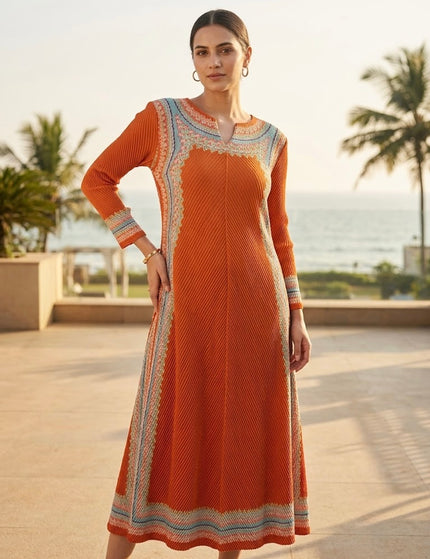 Pleated Bamboo Fabric Midi Dress ( Free size fits M to XXXL)