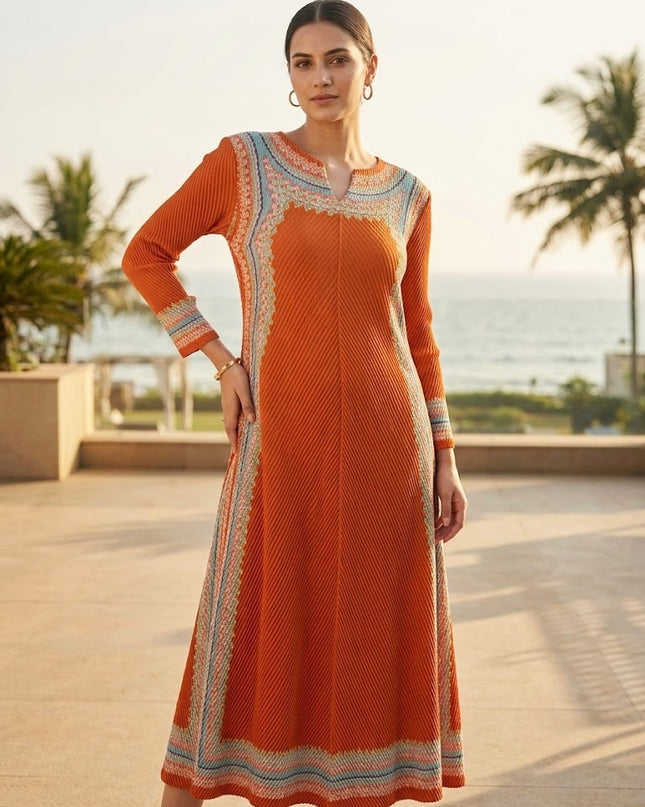 Pleated Midi Dress in Premium Bamboo Fabric