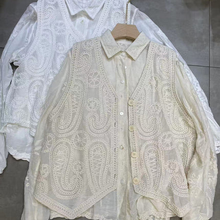 Two-Piece Embroidered Shirt & Waistcoat Set