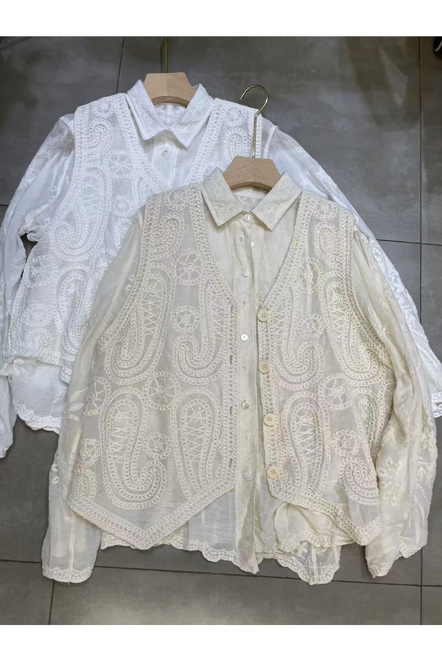 Two-Piece Embroidered Shirt & Waistcoat Set