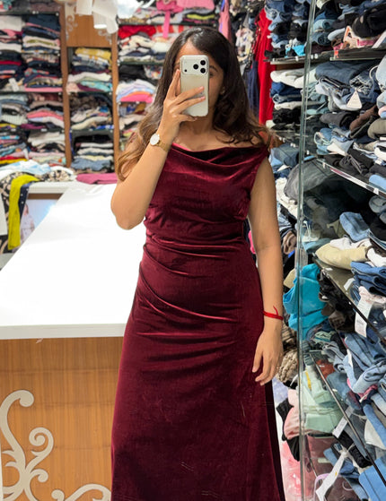Velvet Cowl Neck Dress