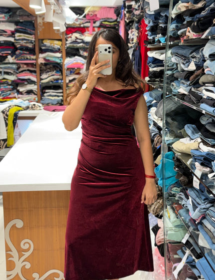 Velvet Cowl Neck Dress