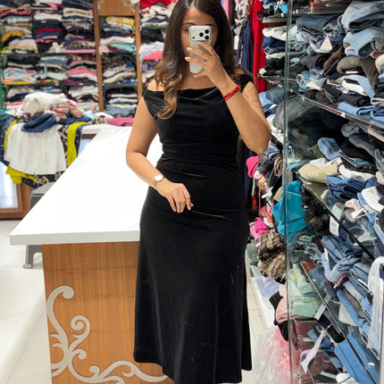 Velvet Cowl Neck Dress