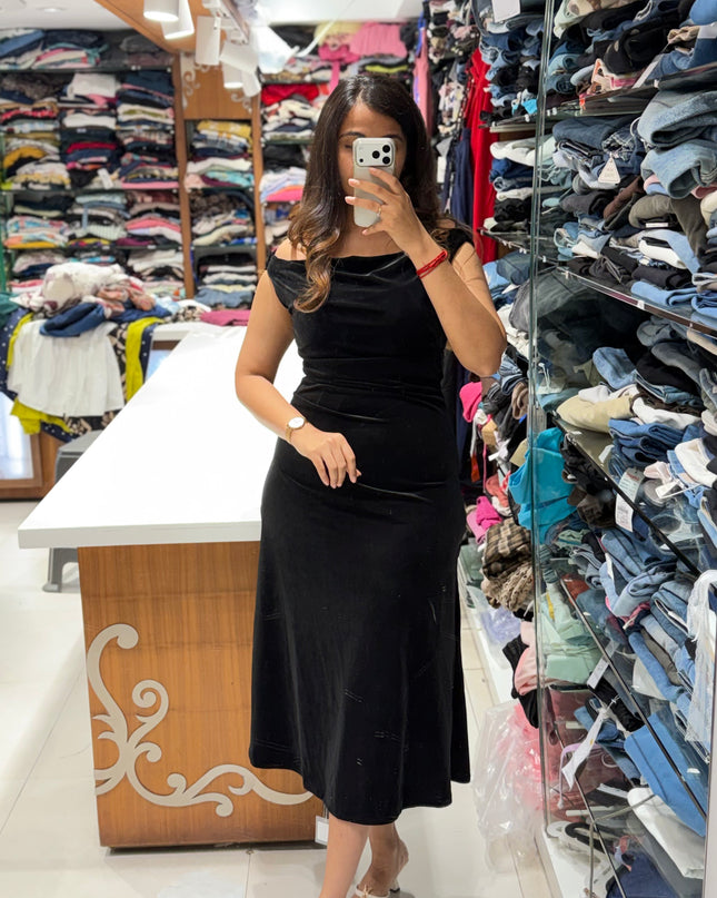 Velvet Cowl Neck Dress