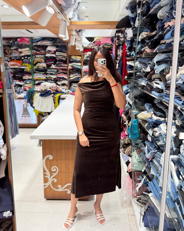 Velvet Cowl Neck Dress