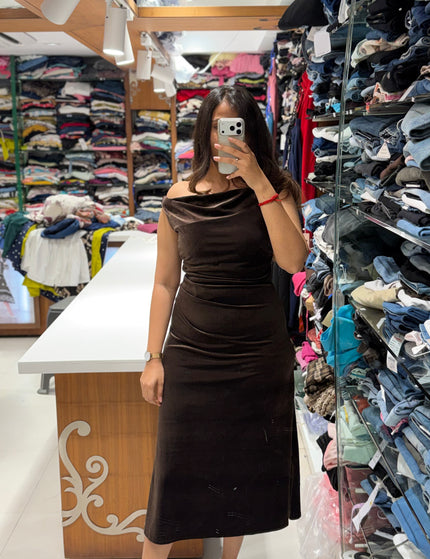 Velvet Cowl Neck Dress