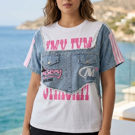 Denim Remix Graphic Tee