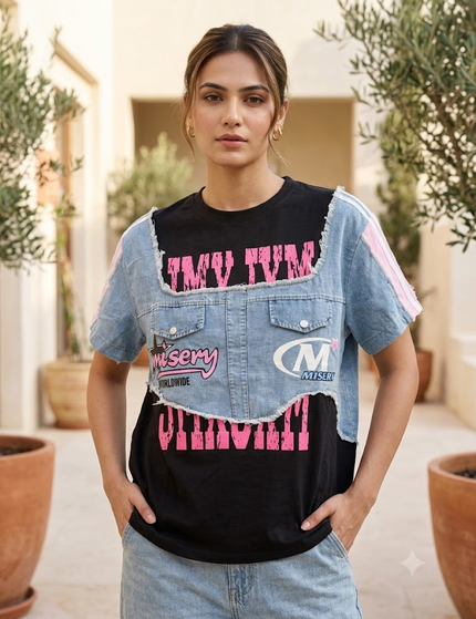 Denim Remix Graphic Tee