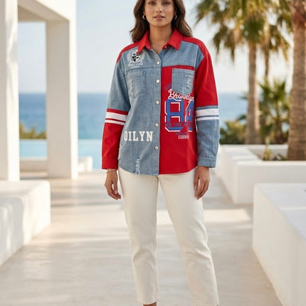Denim Varsity Panel Shirt