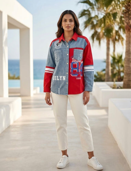 Denim Varsity Panel Shirt
