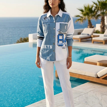 Denim Varsity Panel Shirt