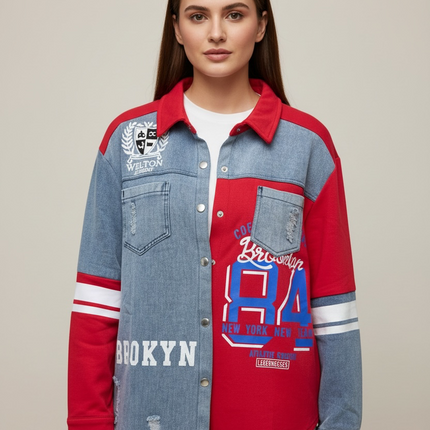 Denim Varsity Panel Shirt