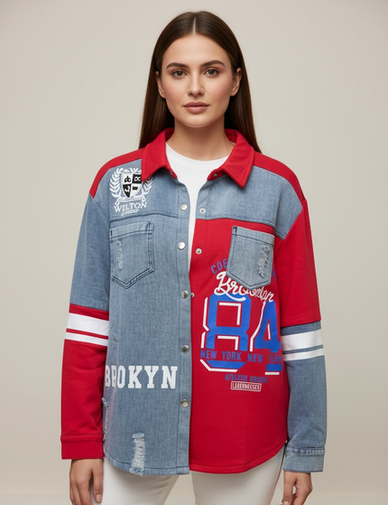 Denim Varsity Panel Shirt