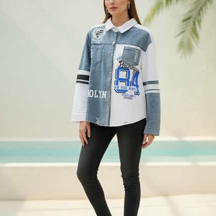 Denim Varsity Panel Shirt