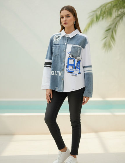 Denim Varsity Panel Shirt