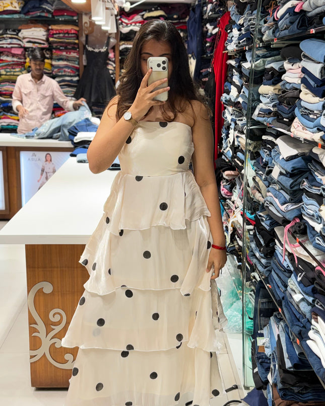 Polka Dot Ruffle Maxi Dress