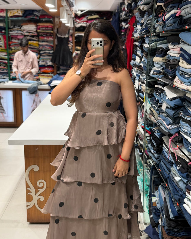Polka Dot Ruffle Maxi Dress