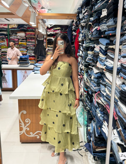 Polka Dot Ruffle Maxi Dress