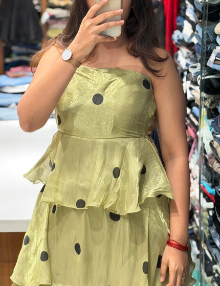 Polka Dot Ruffle Maxi Dress