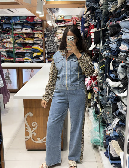 Leopard Print Denim Co-ord Set