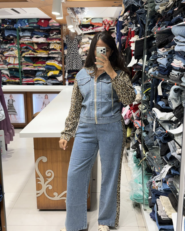 Leopard Print Denim Co-ord Set