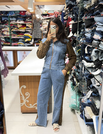 Leopard Print Denim Co-ord Set