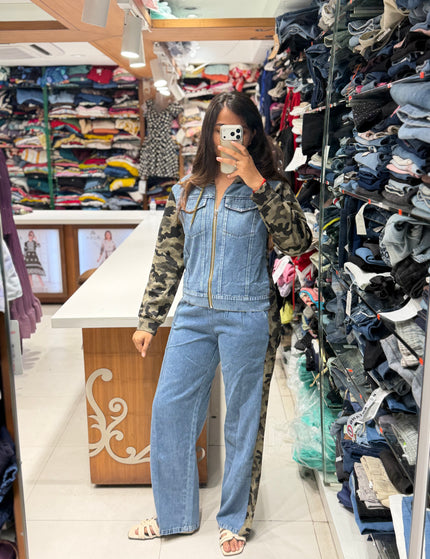 Military Print Denim Co-ord Set